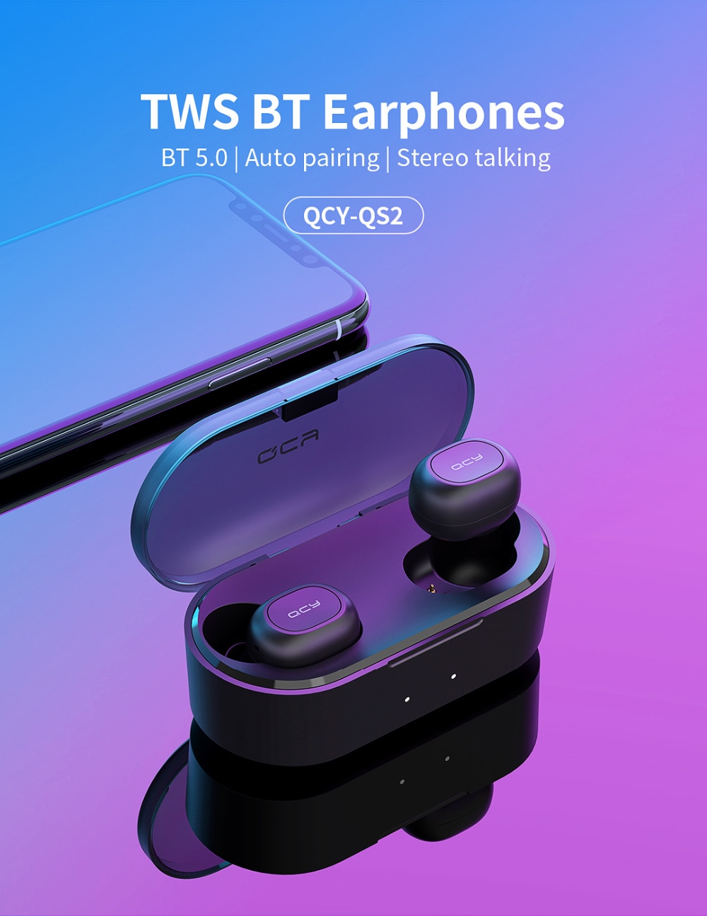 Dual Microphone Bluetooth Earphones with Charging Box