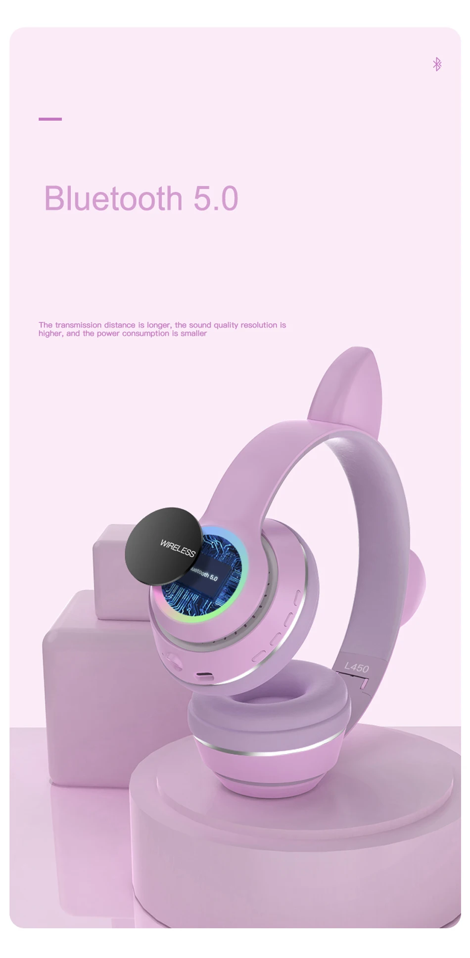 Cute Cat Ear Bluetooth Headset