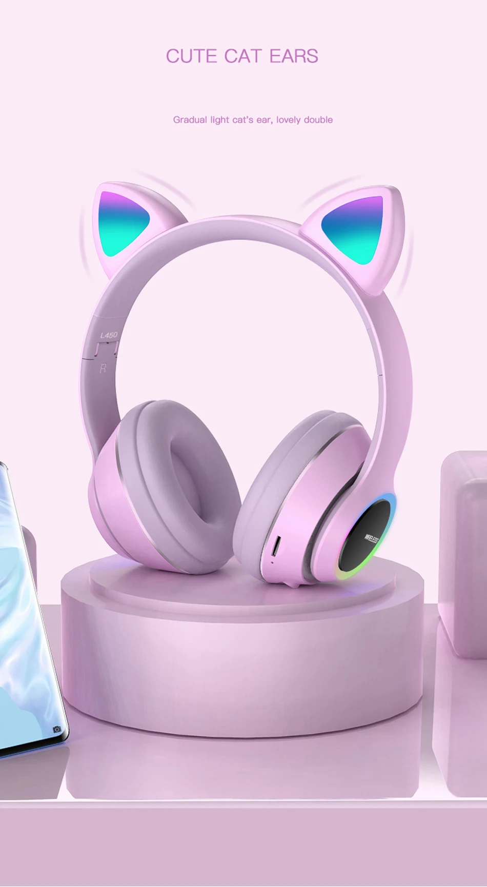 Cute Cat Ear Bluetooth Headset