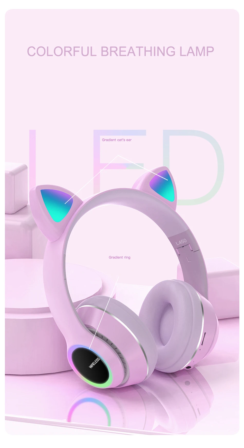 Cute Cat Ear Bluetooth Headset