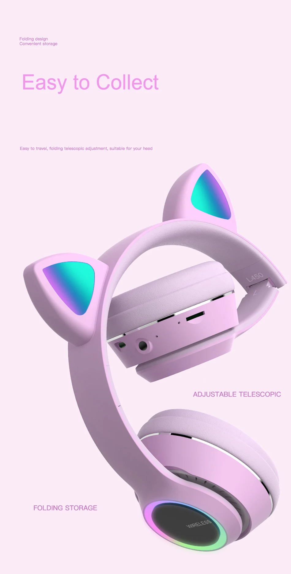 Cute Cat Ear Bluetooth Headset