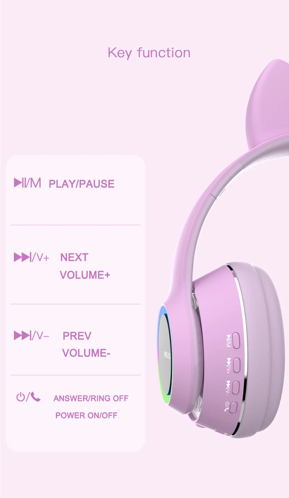 Cute Cat Ear Bluetooth Headset