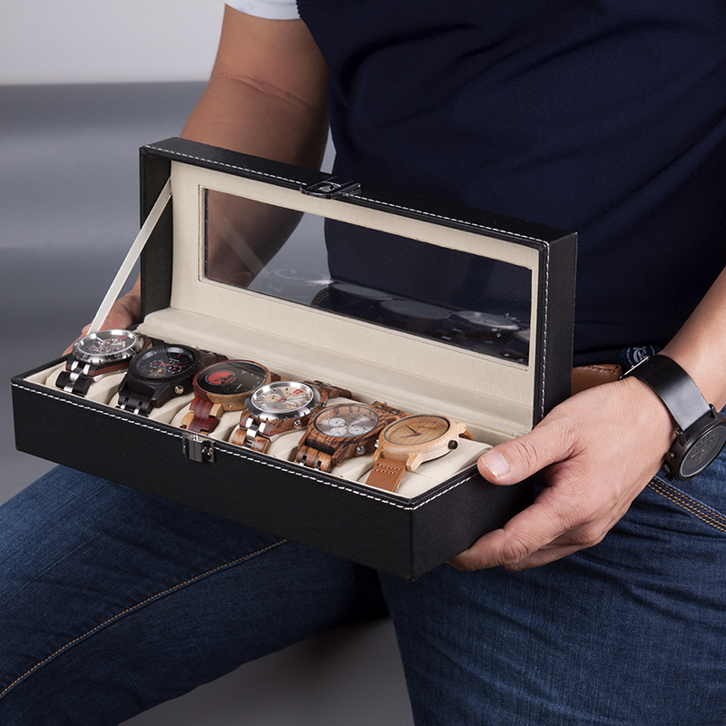 6/10 Slots Leather Wrist Watch Storage Box